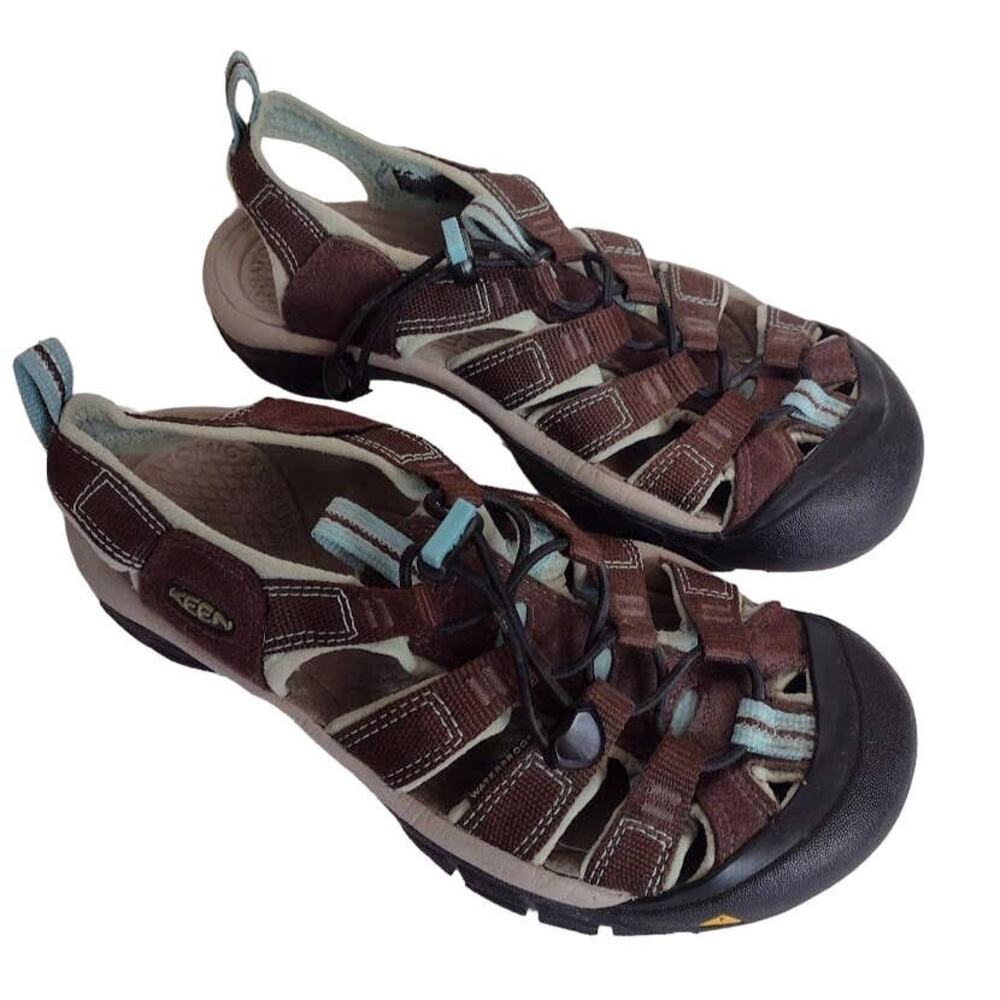 Keens Newport H2 Brown and Teal Watershoes Sandals 7.5